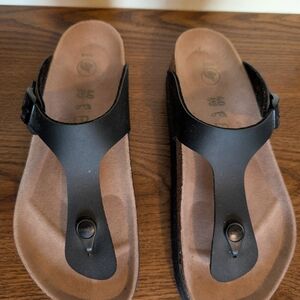 Chic Black Vegan Leather Sandals